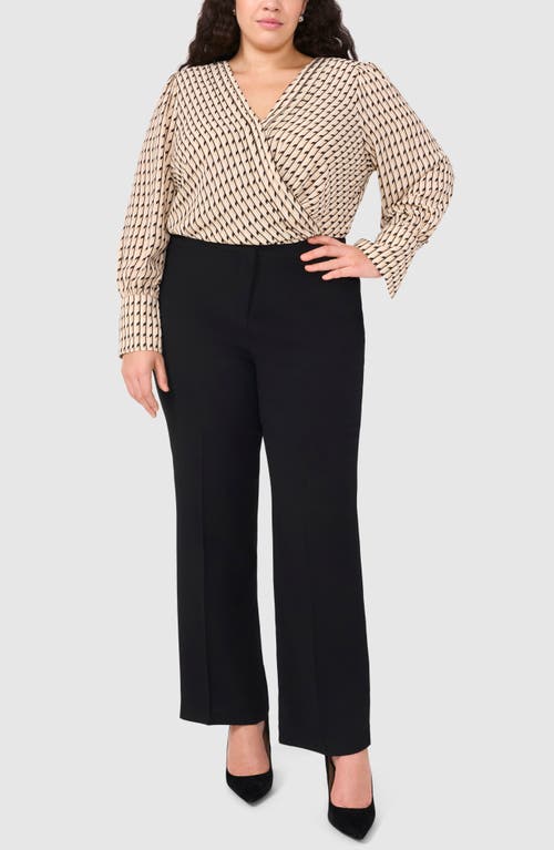 Halogenr Halogen(r) Check Print Faux Wrap Top In Taupe