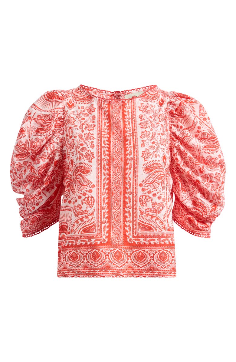 FARM Rio River Ride Puff Sleeve Cotton Top, Alternate, color, 