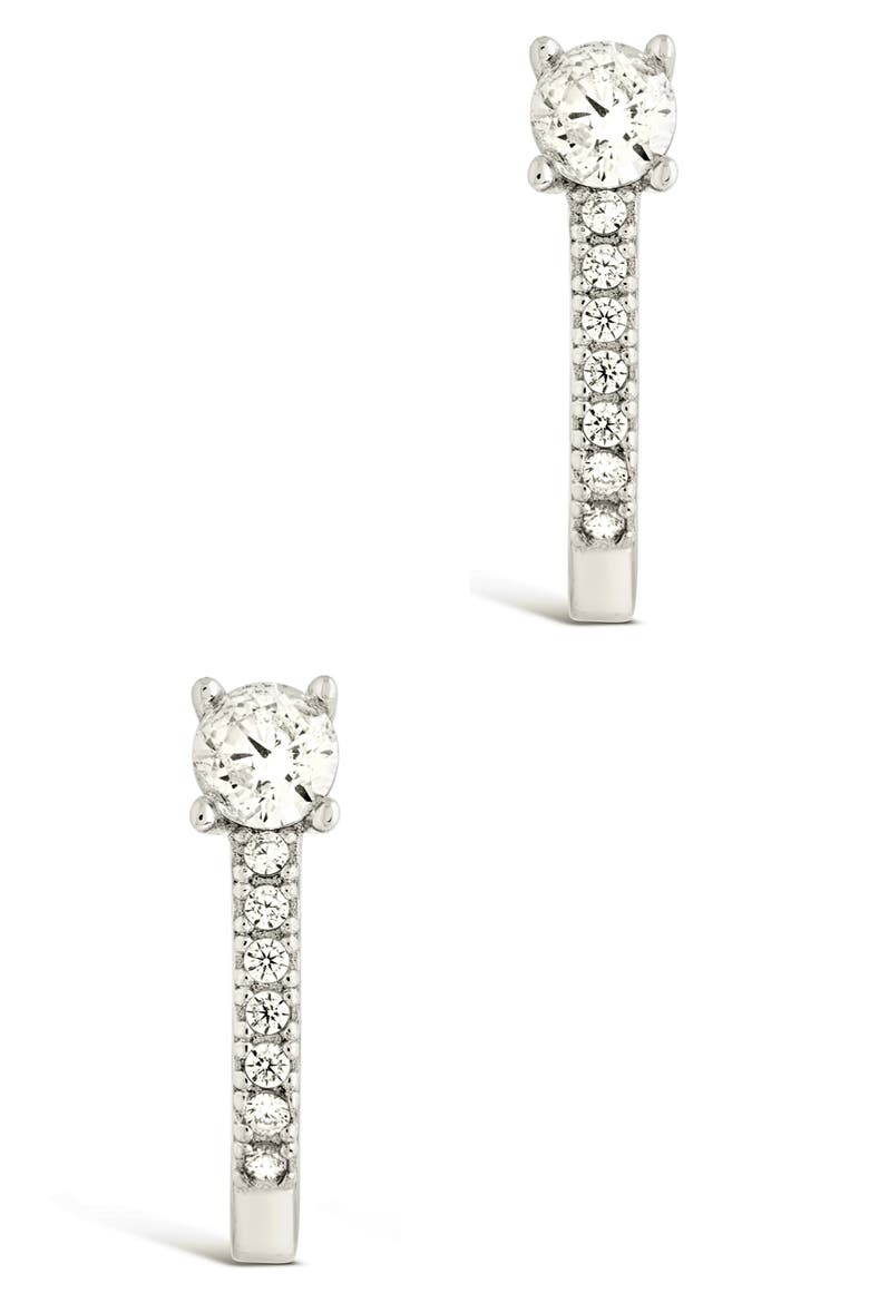 Cubic Zirconia Pavé Drop Earrings, Alternate, color, SILVER