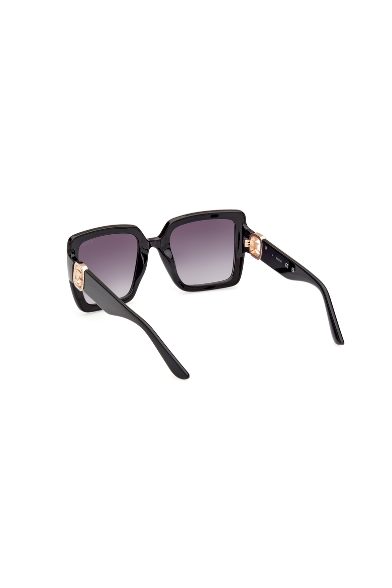 Oversized Square Acetate Sunglasses, Alternate, color, Shiny Black / Gradient Smoke