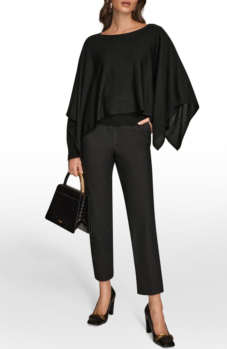 Donna Karan New York Cape Overlay Sweater, Alternate, color, Black