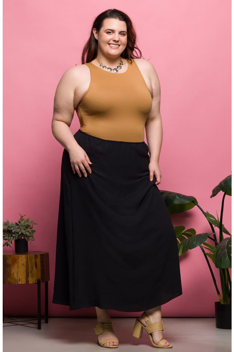 Pull-On Maxi Skirt, Alternate, color, BLACK