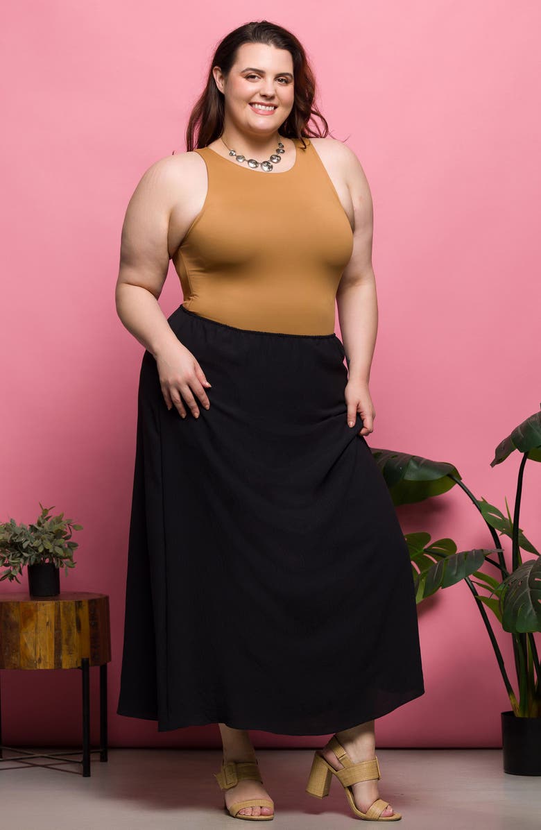 24seven Comfort Apparel Pull-On Maxi Skirt, Alternate, color, Black