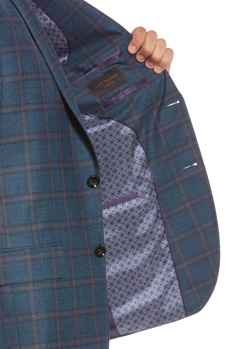 Ted Baker London Karl Slim Fit Windowpane Wool Sport Coat, Alternate, color, 