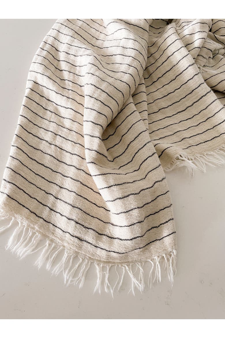 Striped Turkish Cotton Crinkled Throw, Alternate, color, Beige