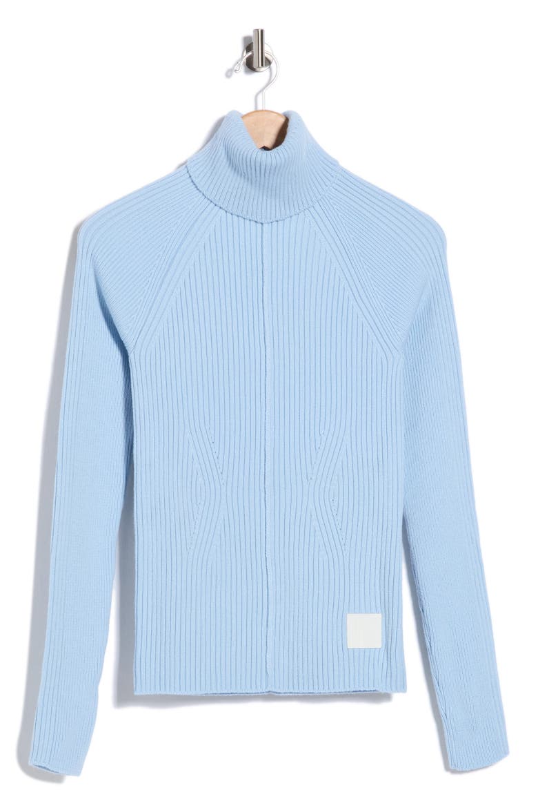 Ribbed Wool Blend Turtleneck Top, Main, color, BLUE