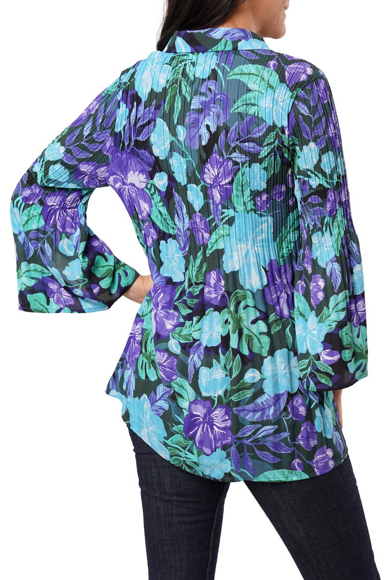 Pleated Button-Up Shirt, Alternate, color, REAGAN COOL