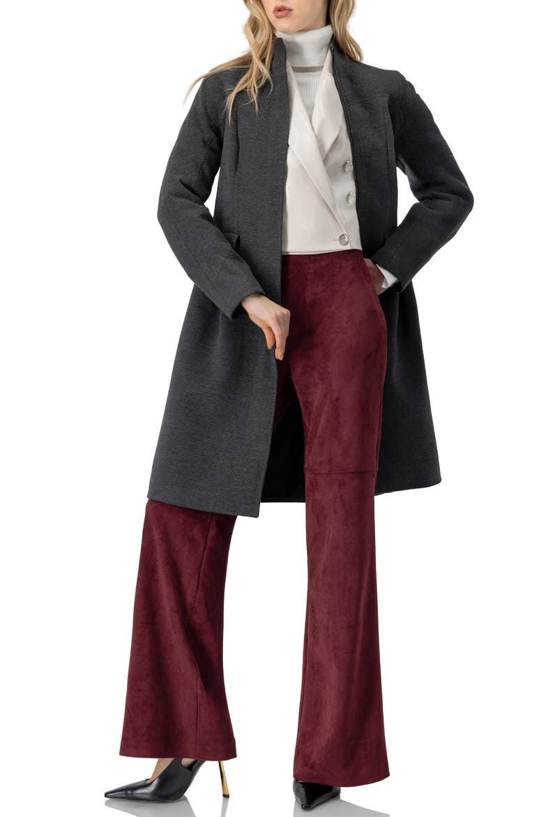 Straight-Leg  Faux-Suede Pants, Alternate, color, Wine