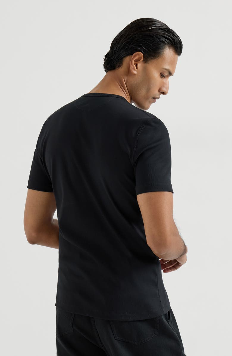 Brunello Cucinelli Ribbed jersey T-shirt, Alternate, color, Black