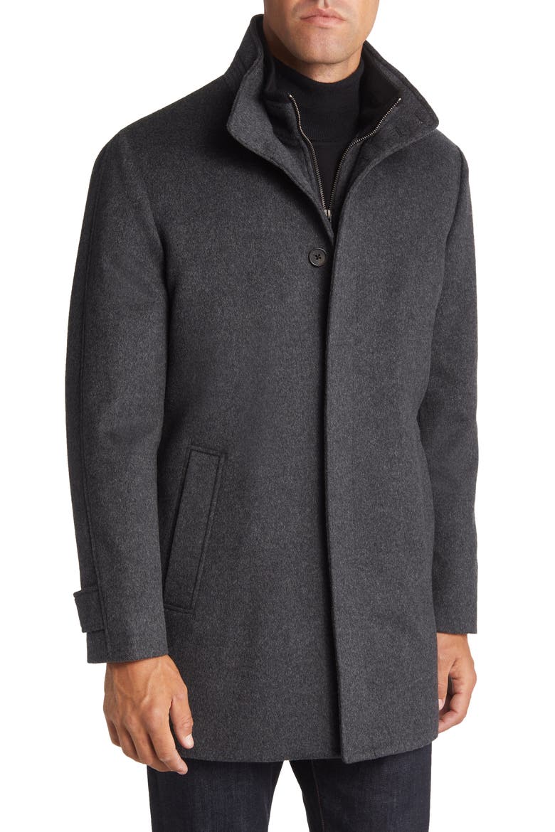 Hudson Bib Insert Wool Car Coat, Alternate, color, GREY PHANTOM MARL