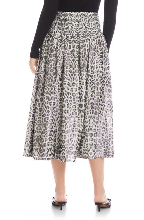 Fifteen Twenty Rhea Print Smock Waist Cotton Blend Midi Skirt In Animal Print