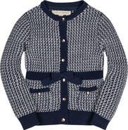 Hope & Henry Baby Girls' Organic Fancy Tweed Cardigan, Infant