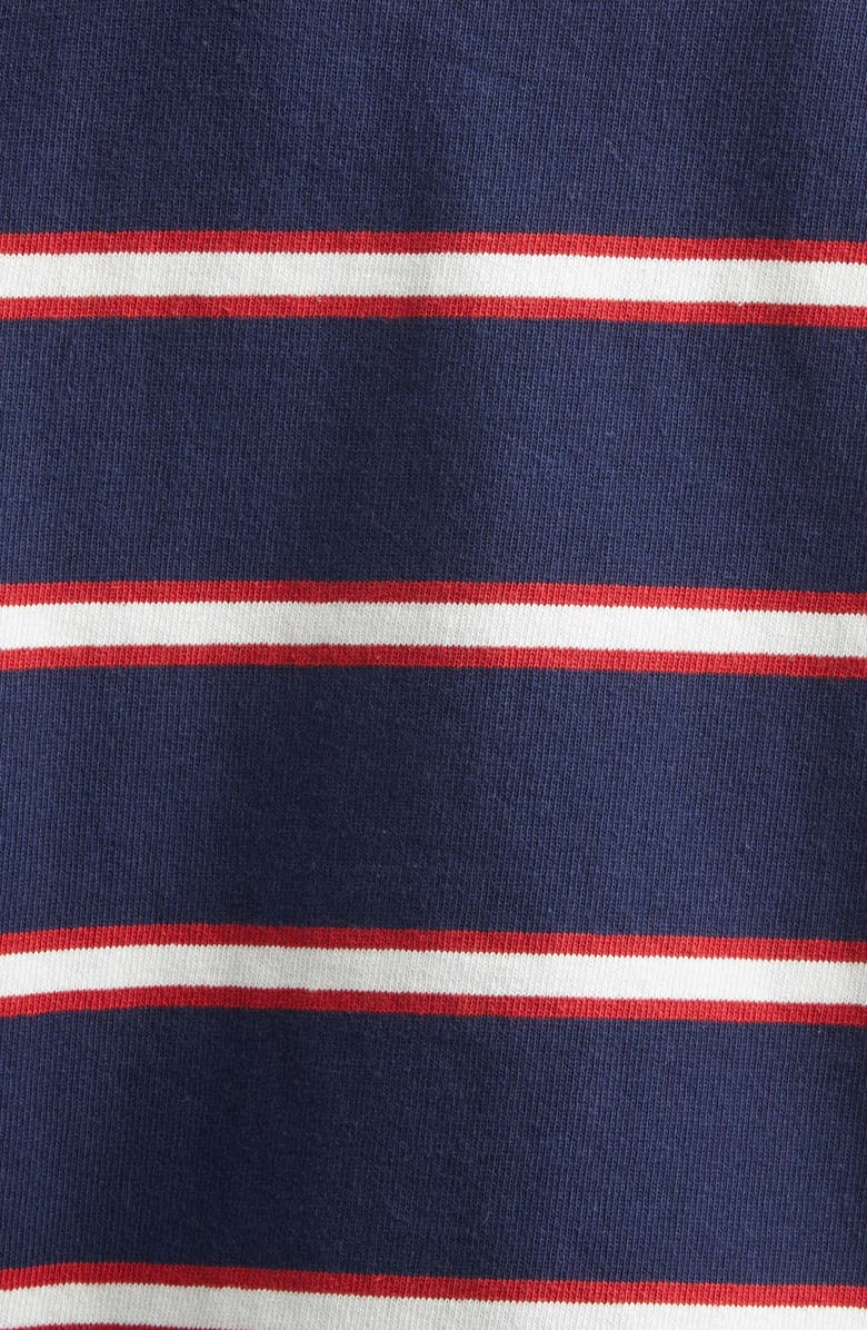 Sporty & Rich Nautical Embroidered Stripe Crop Rugby Polo, Alternate, color, Dark Navy/ White/ Ruby