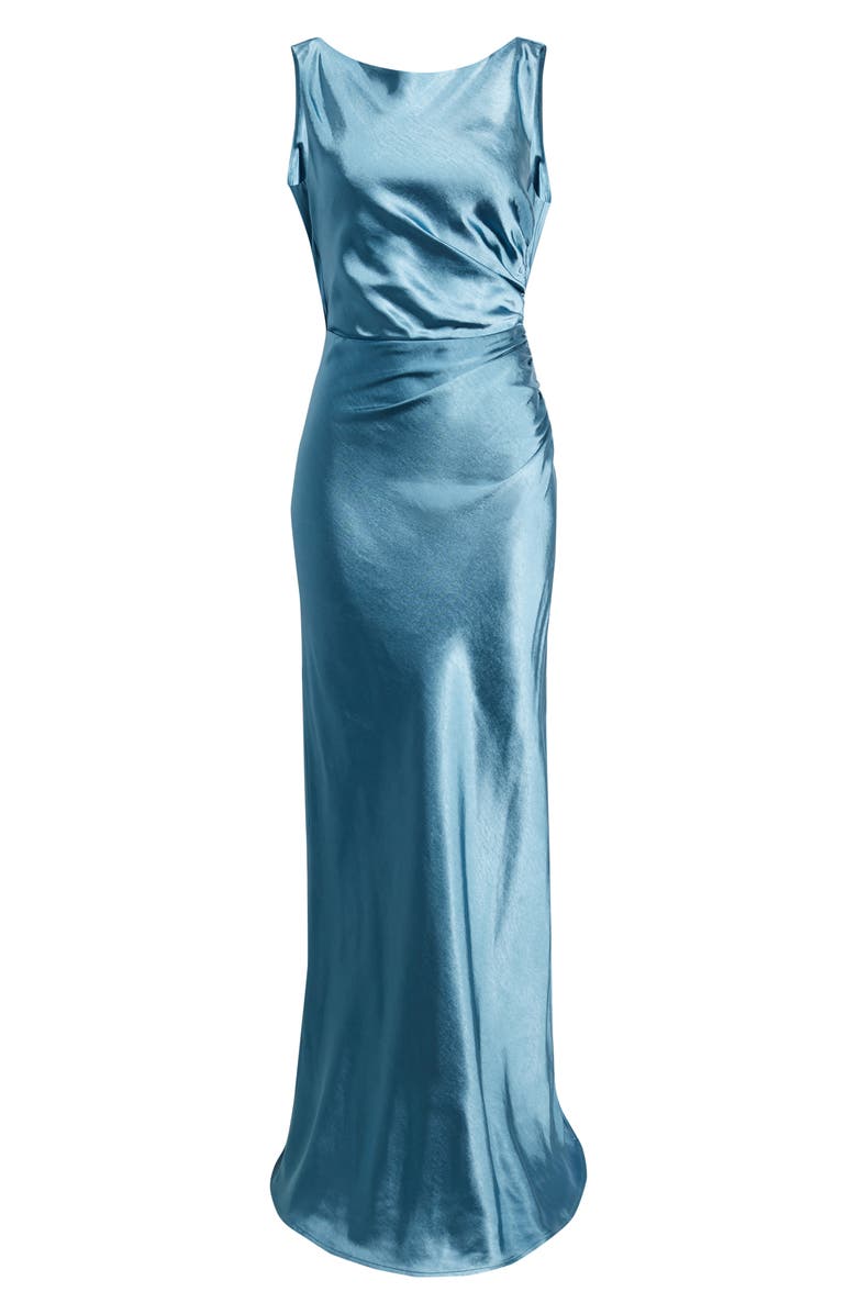 Lucy Paris Halo Drape Satin Gown, Alternate, color, Blue