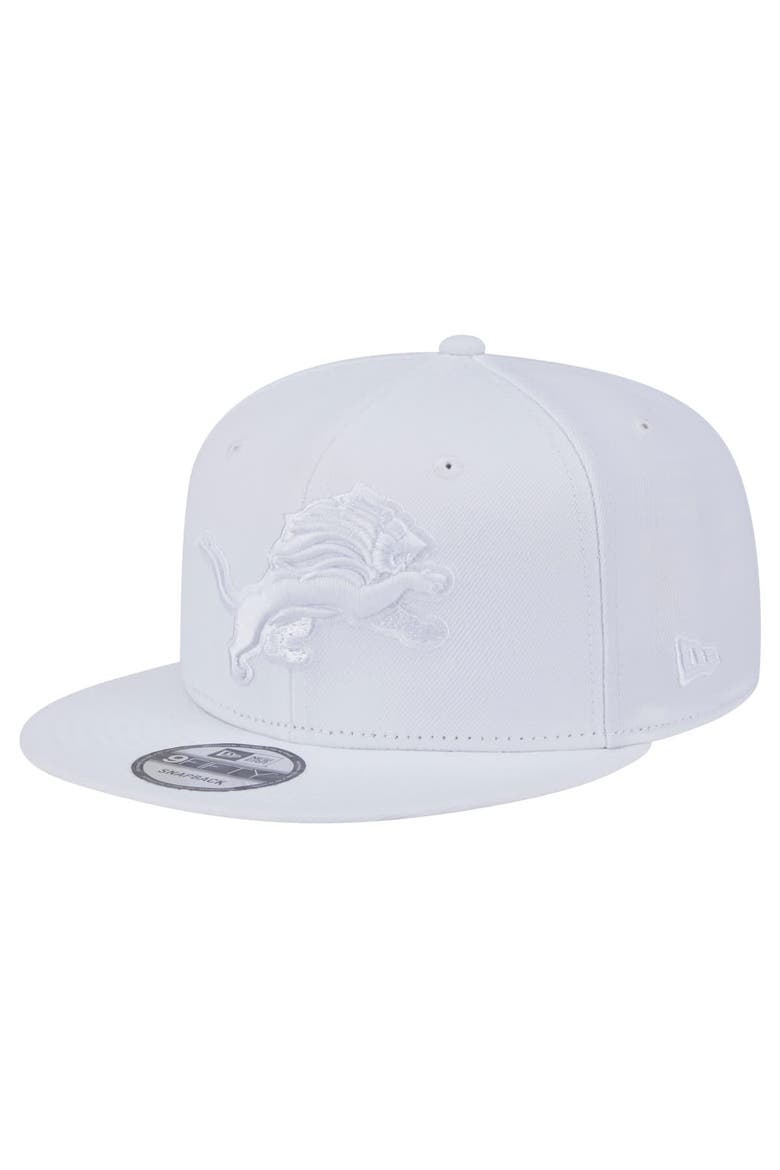 Men's New Era Detroit Lions Main White on White 9FIFTY Snapback Hat, Main, color, White