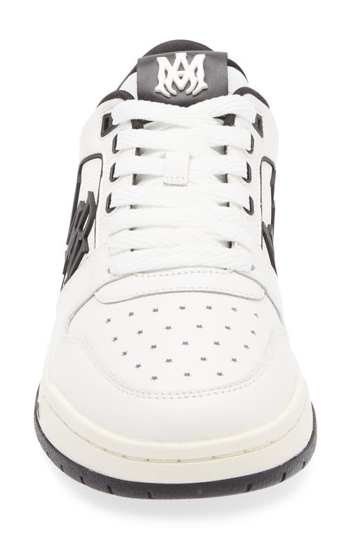 Amiri White Low Top Sneakers With Logo Patch On The Side And Contrasting Heel With Logo Lettering In Leath In White Black