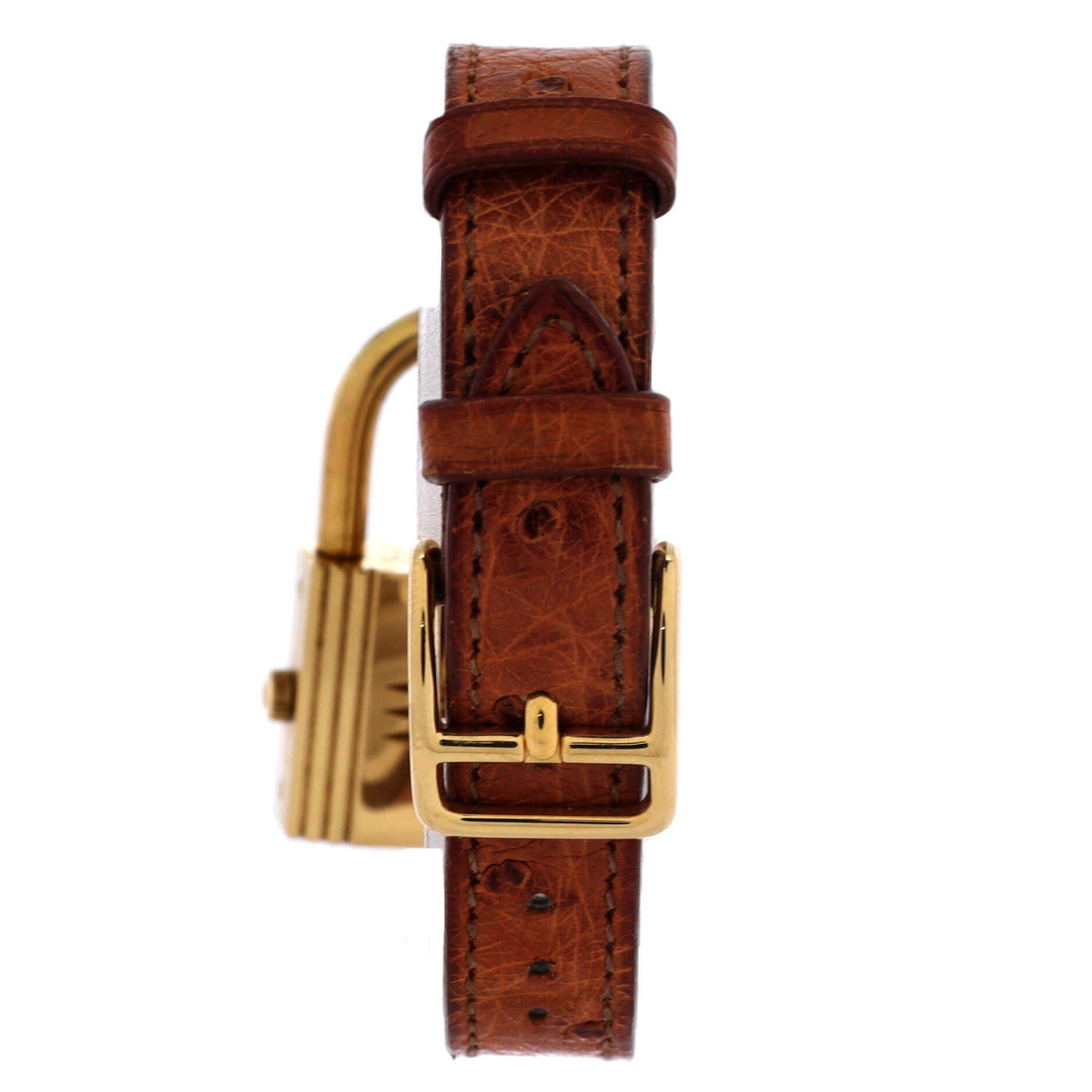 Pre-Owned Hermes Kelly Quartz Watch Plated Metal and Leather 20, Alternate, color, Gold