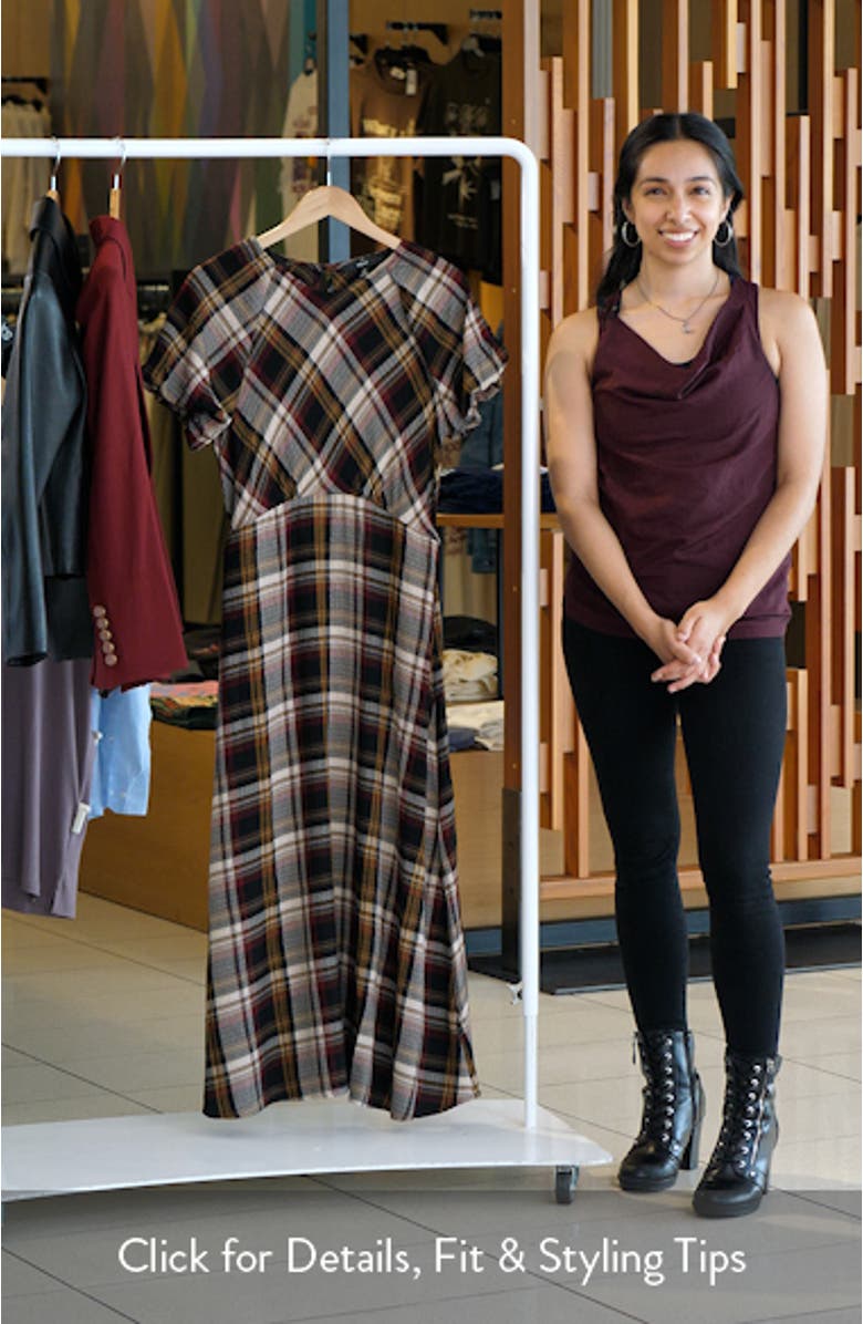 Plaid Puff Sleeve Midi Dress, sales video thumbnail