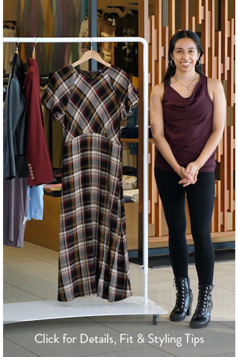 Plaid Puff Sleeve Midi Dress video