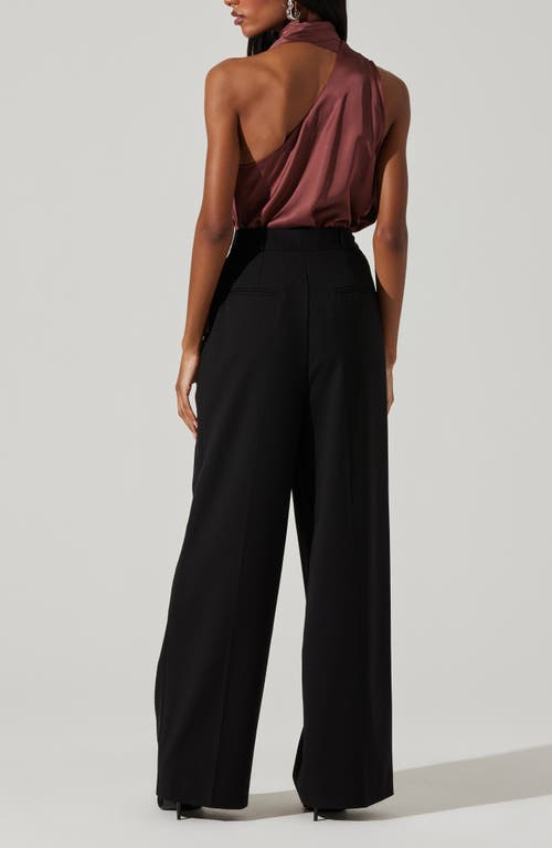 Astr The Label Partia Tie Neck One-shoulder Satin Top In Purple