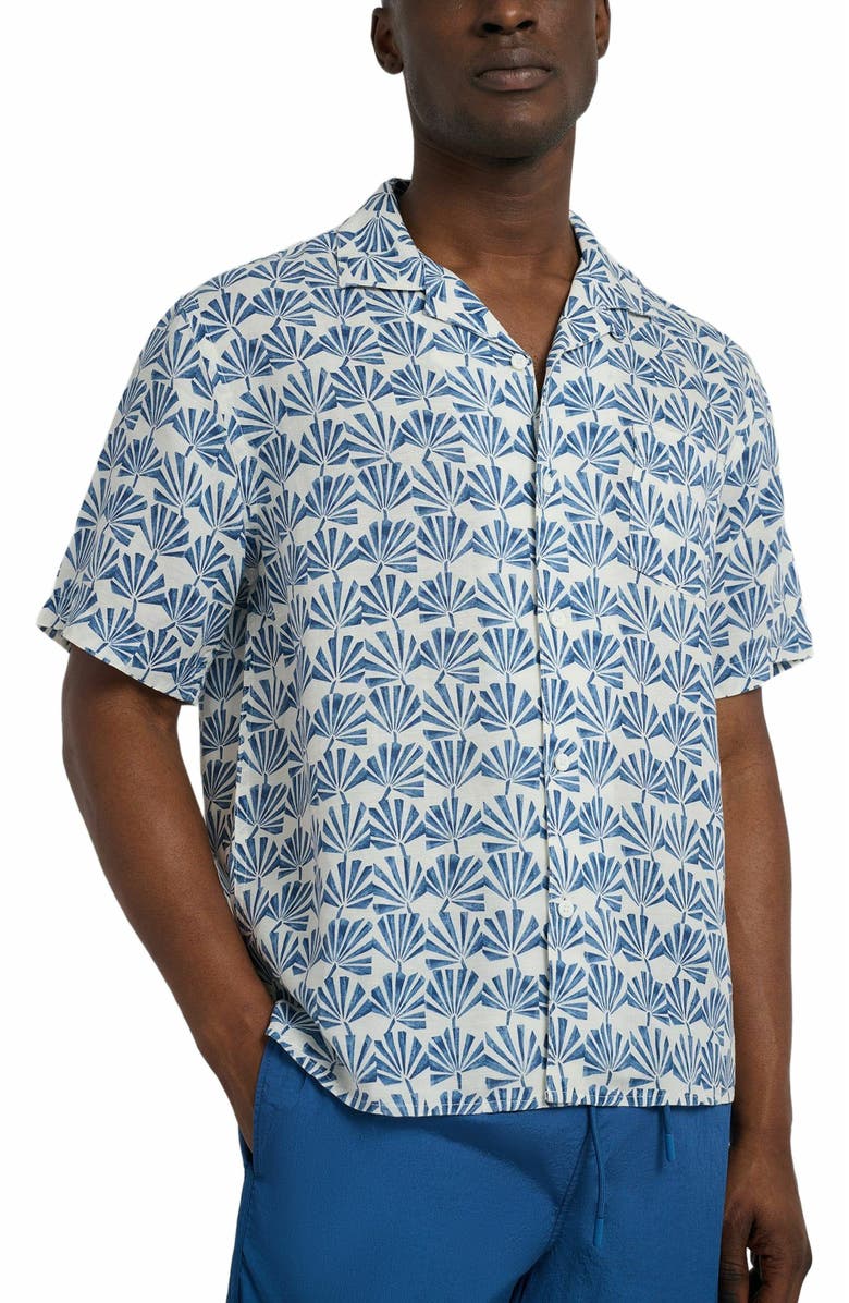 Onia Air Linen Vacation Shirt, Alternate, color, Dark Blue Multi