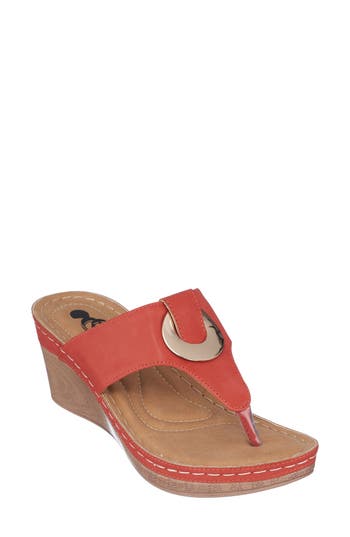 Gc Shoes Genelle Coral Wedge Sandals In Coral