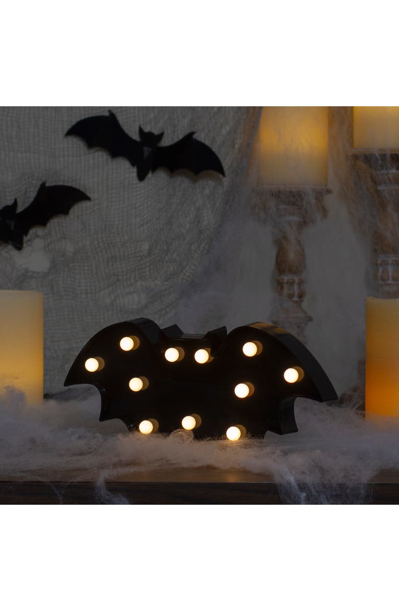 Northlight LED Lighted Bat Halloween Marquee Sign - 12", Alternate, color, Black