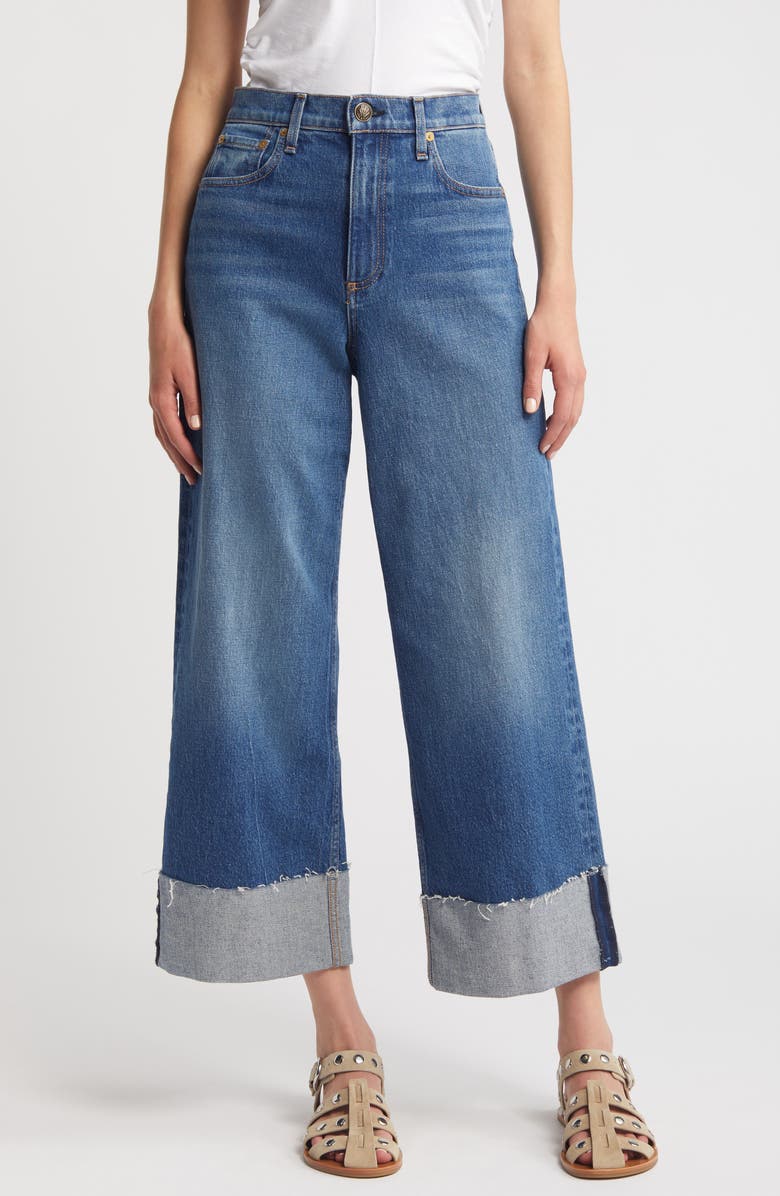 rag & bone Andi Cuffed High Waist Wide Leg Ankle Jeans, Main, color,