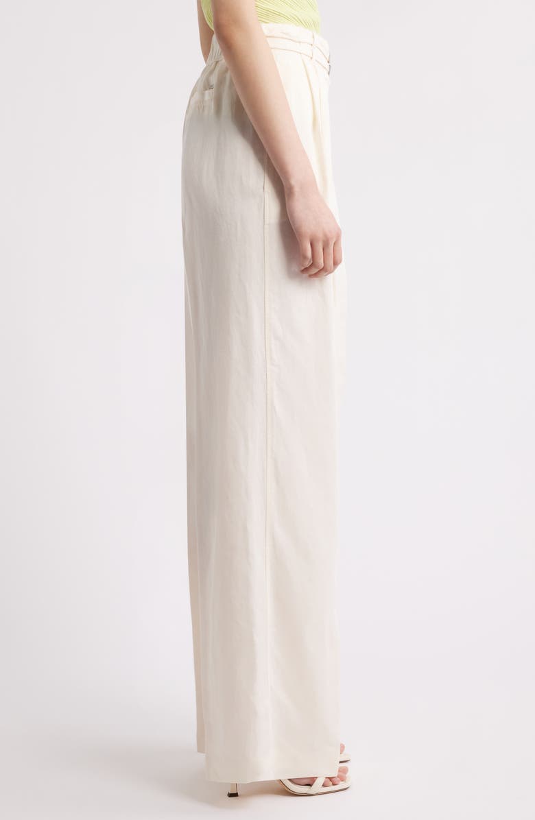 BOSS Taualy Belted Wide Leg Pants, Alternate, color, Soft Cream