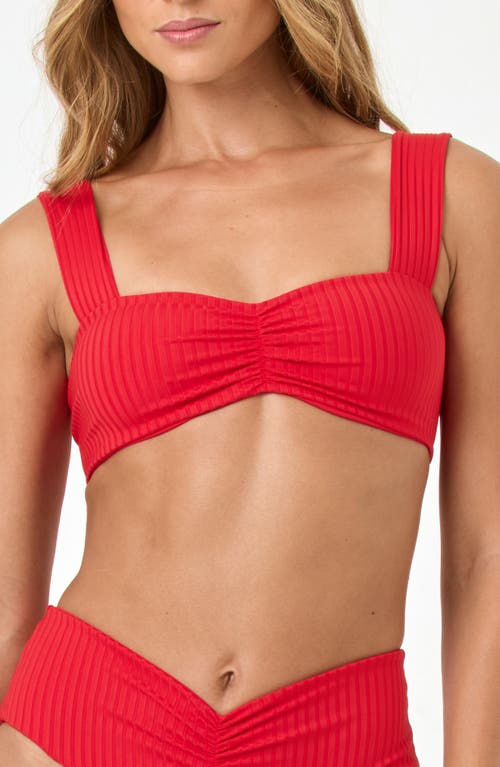 L*space Lspace Marlee Ruched Rib Bikini Top In Red