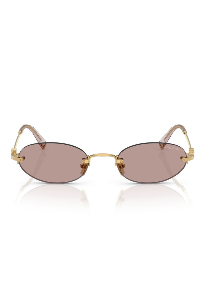 51mm Oval Rimless Sunglasses, Alternate, color, GOLD