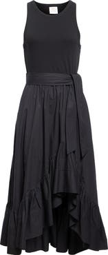 Cinq à Sept Zayla Mixed Media Ruffle Midi Dress