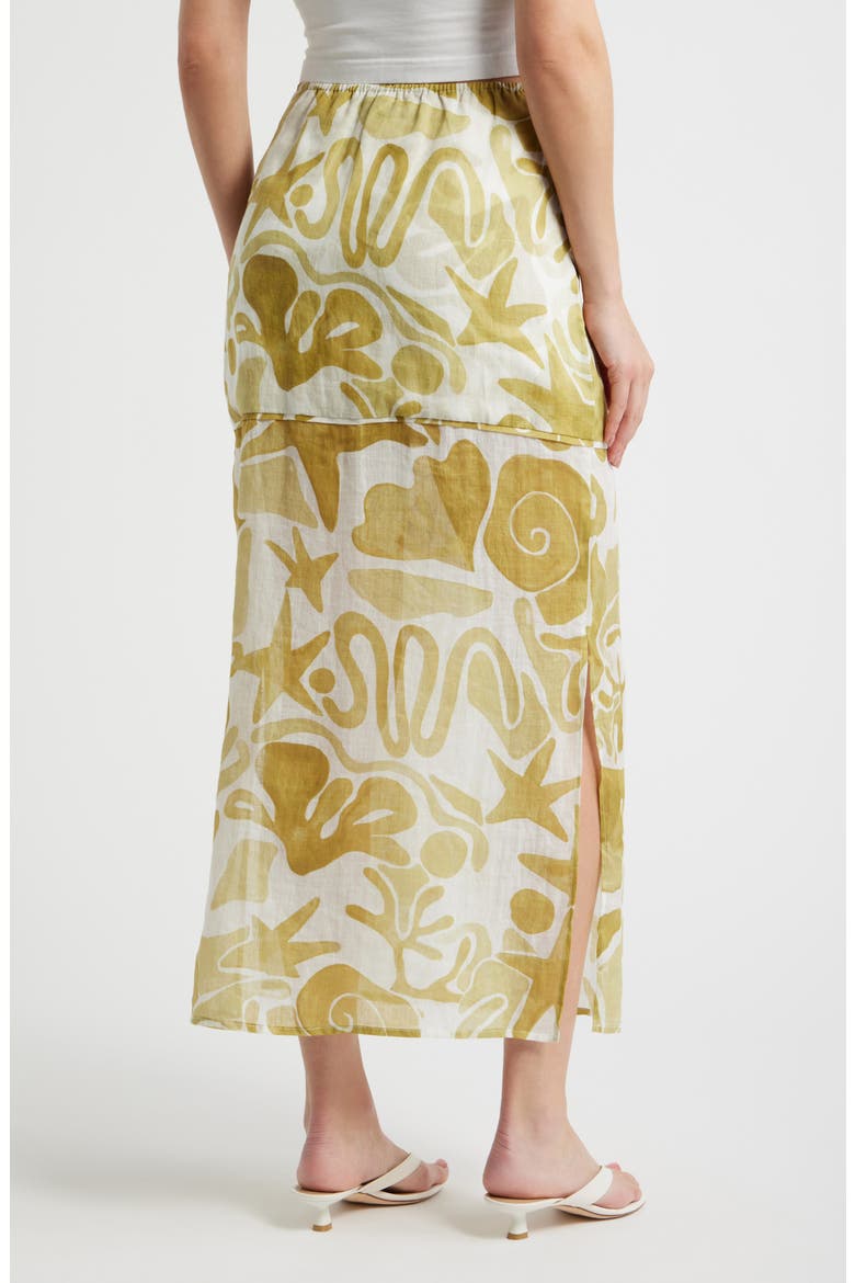 Irisa Print Linen Maxi Skirt, Alternate, color, LIGHT OLIVE