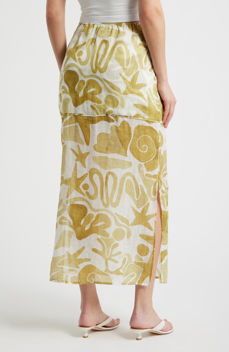 A.REN Irisa Print Linen Maxi Skirt, Alternate, color, Light Olive