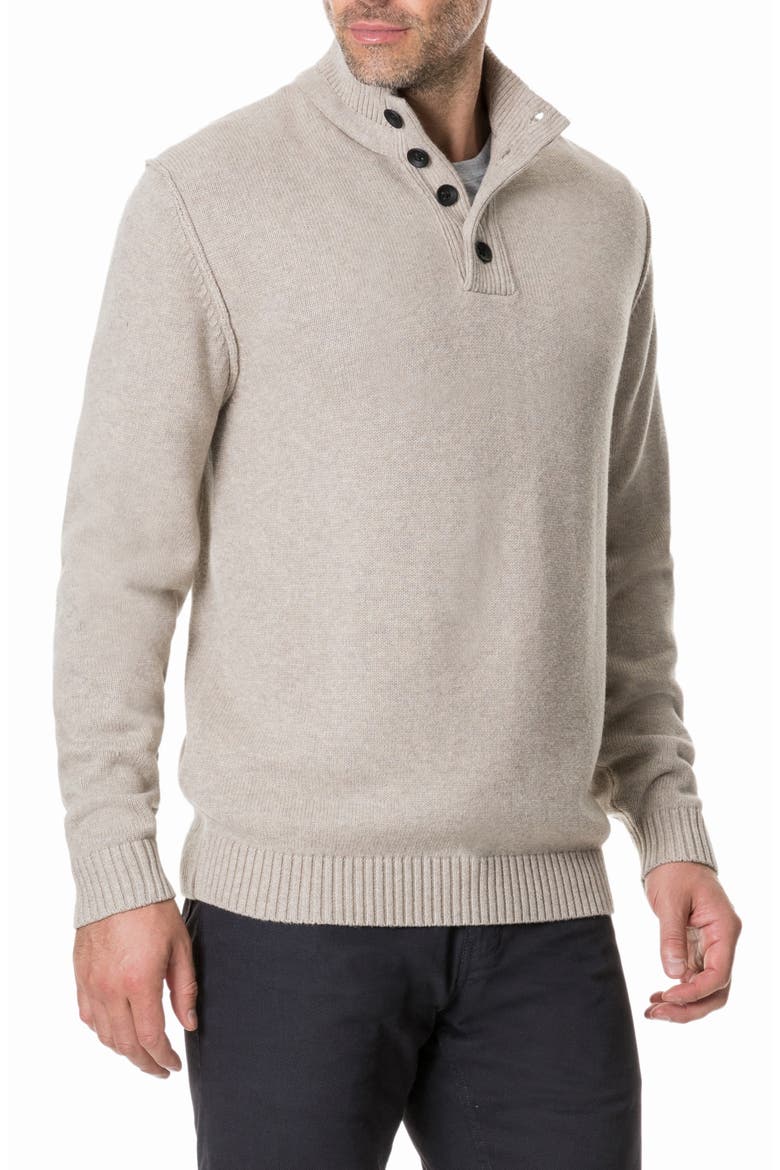 Kent Terrace Quarter Button Sweater, Alternate, color, BISCUIT