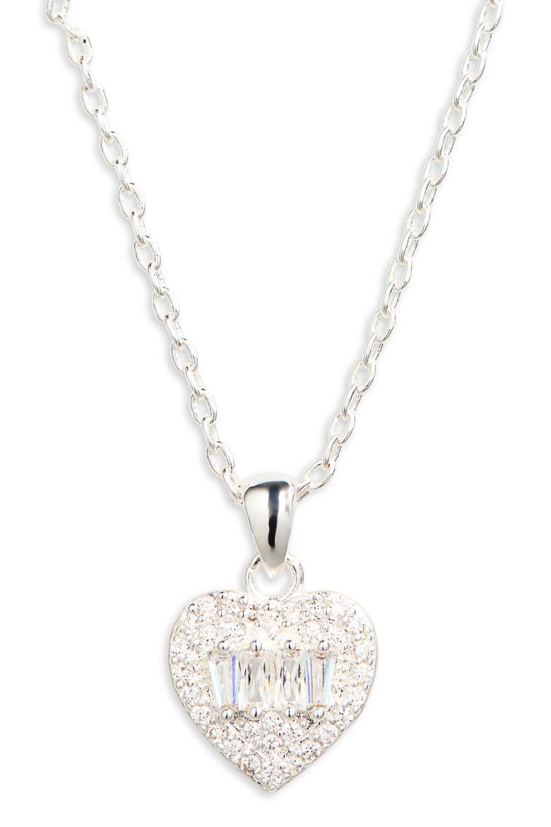 Cubic Zirconia Heart Pendant Necklace, Main, color, CLEAR- SILVER