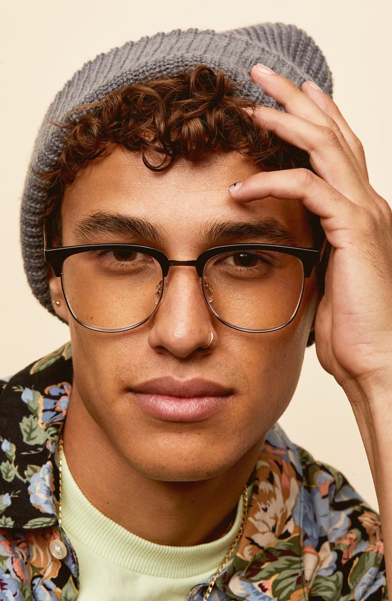 QUAY Evasive 46mm Small Square Blue Light Blocking Glasses, Alternate, color, 