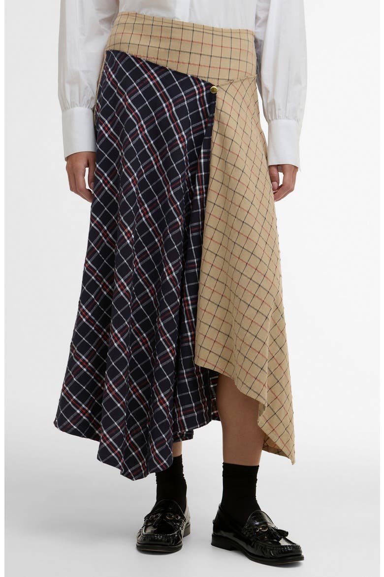 Dalbury Mix Tartan Asymmetric Maxi Skirt, Main, color, MULTI CHECK