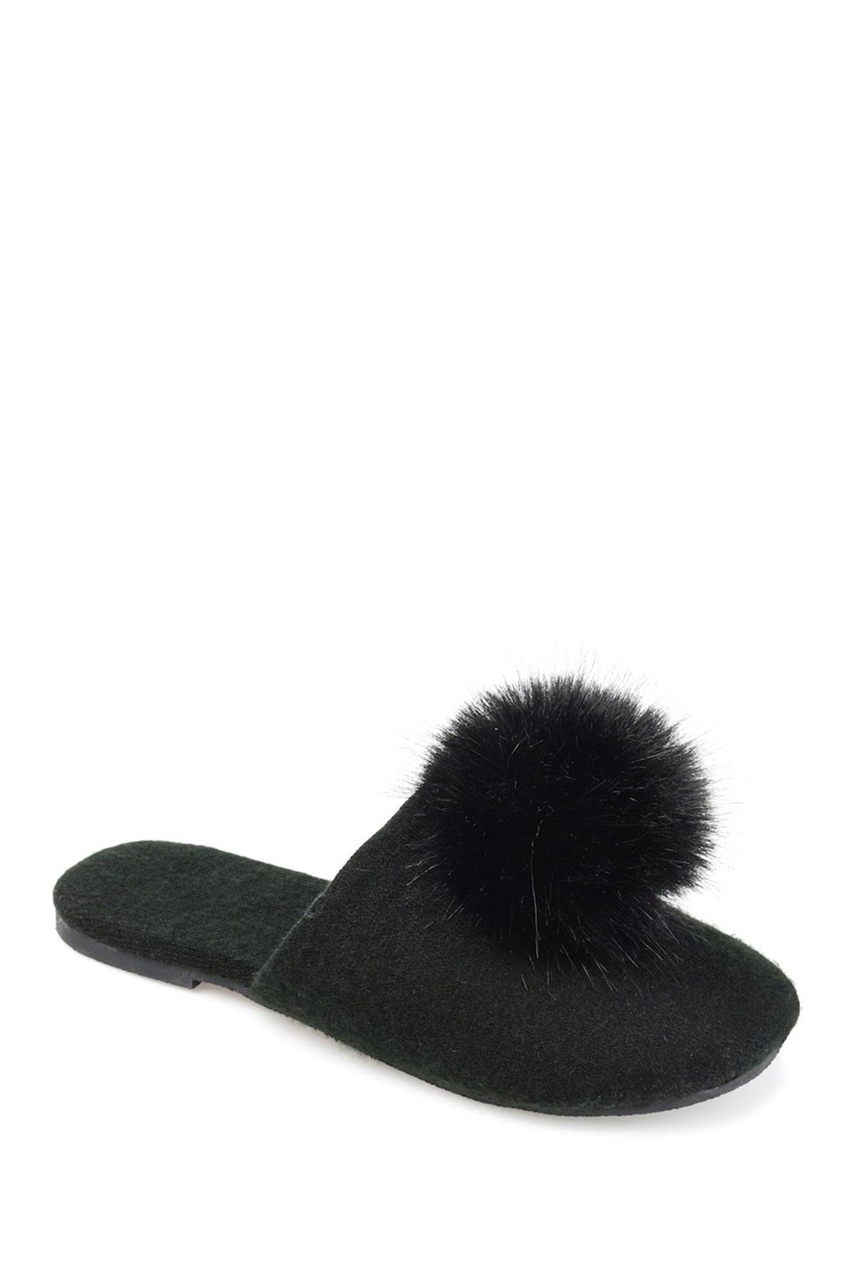 Journee Collection Nightfall Faux Fur Pompom Slipper
