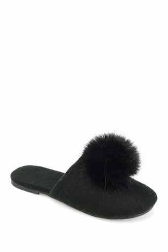 Journee Collection Nightfall Faux Fur Pompom Slipper