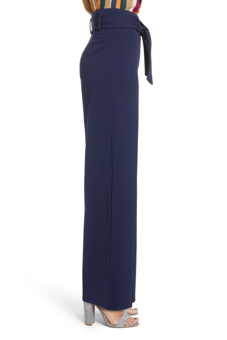 High Waist Belted Pants, Alternate, color, NAVY PEACOAT