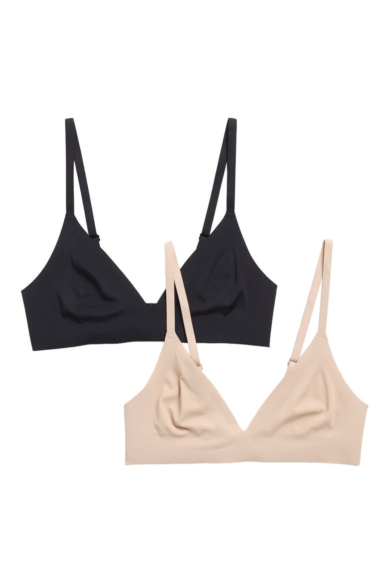 Cool Luxe Assorted 2-Pack Wireless Bras, Main, color, BLACK/ BEIGE