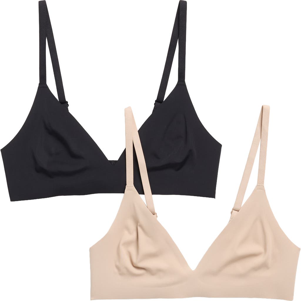 Honeydew Cool Luxe Assorted 2-Pack Wireless Bras in Black/Beige at Nordstrom Rack, Size Small/medium