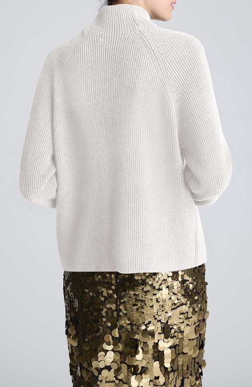 Kenneth Cole Raglan Sleeve Funnel Neck Sweater In White