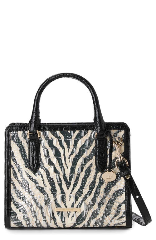 Brahmin Cami Croc Embossed Leather Satchel In Black