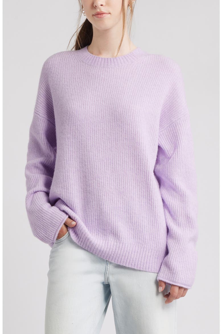 Fuzzy Oversize Sweater, Main, color, PURPLE FEMININE