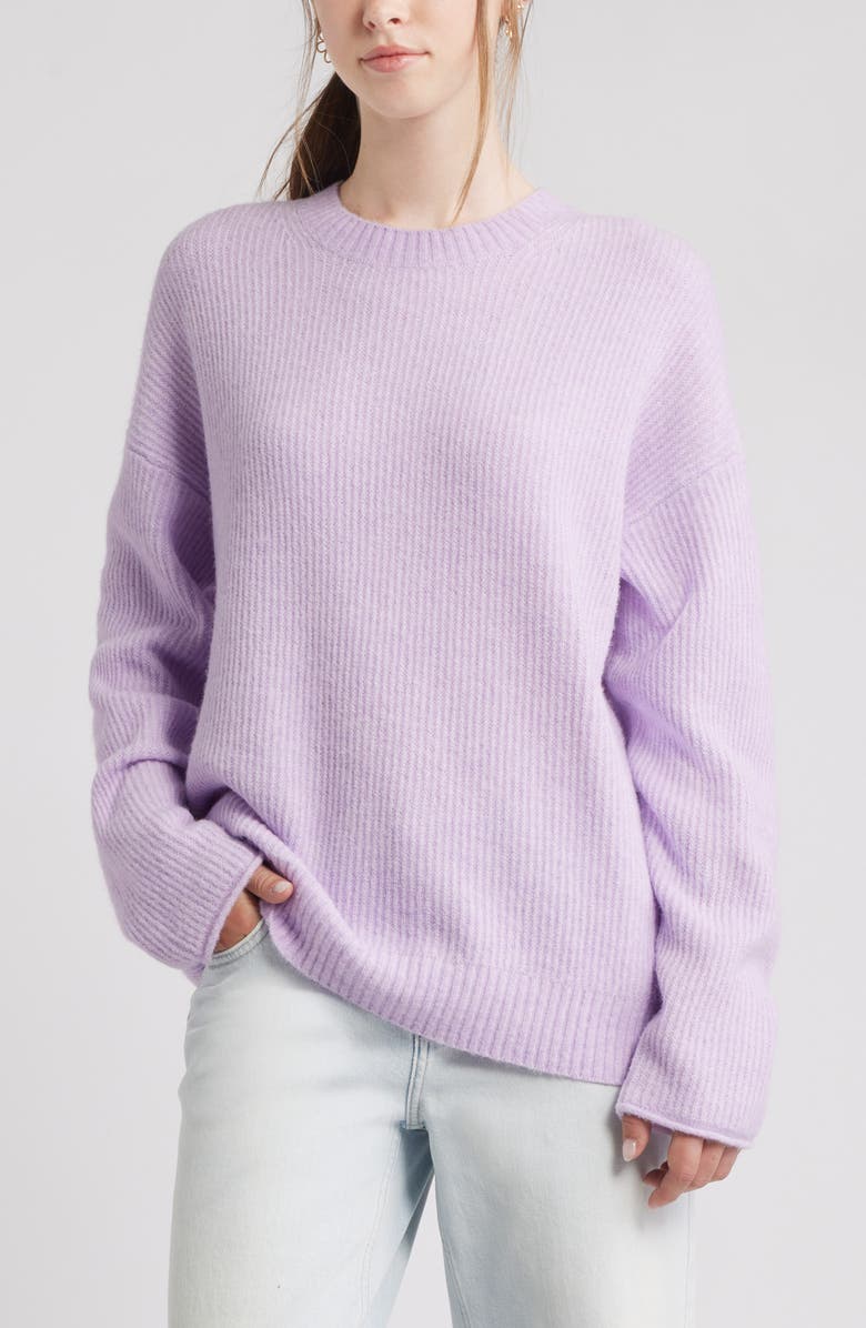 BP. Fuzzy Oversize Sweater, Main, color, Purple Feminine