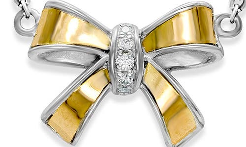 Samuel B. Sterling Silver & 18k Gold White Topaz Bow Pendant Necklace In Silver And Gold