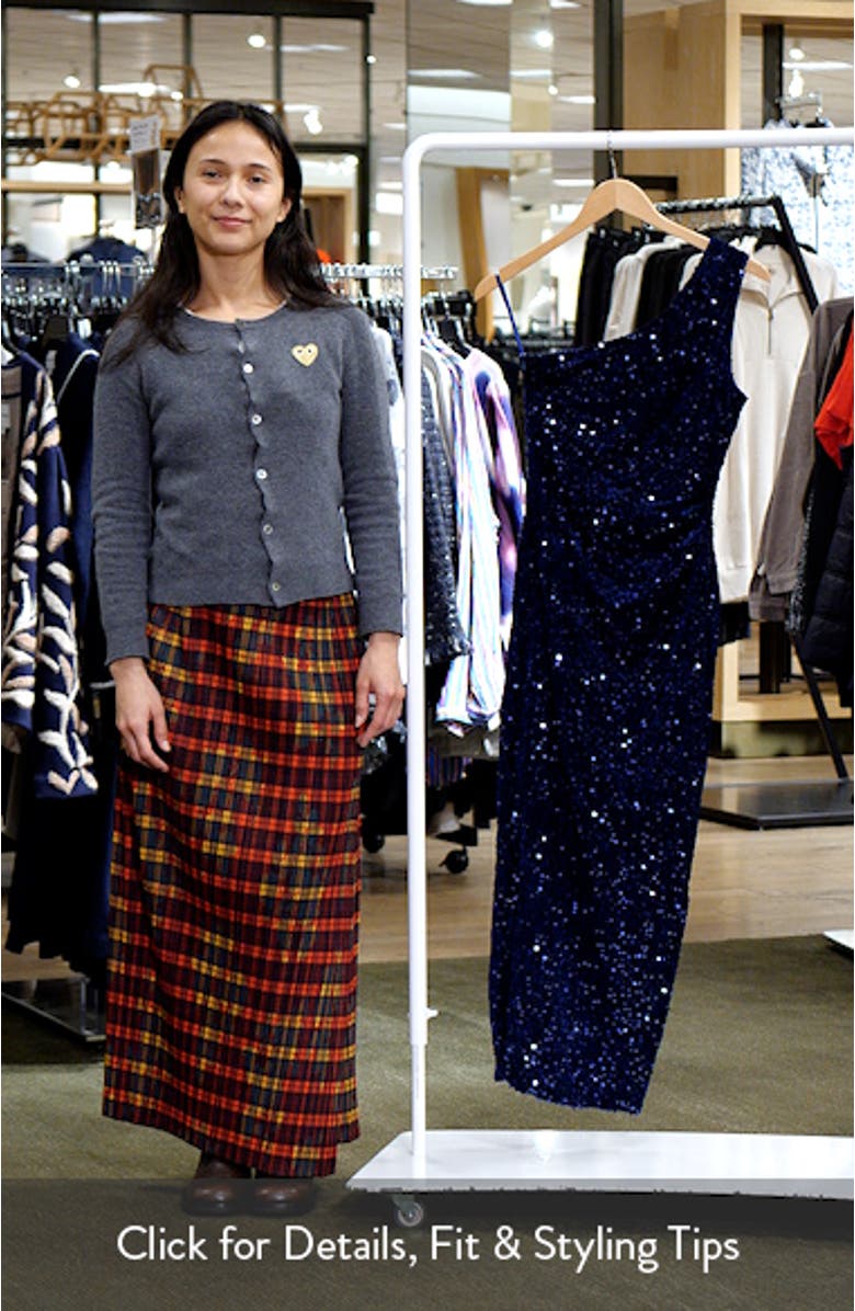 Kiki One Shoulder Sequin Midi Dress, sales video thumbnail