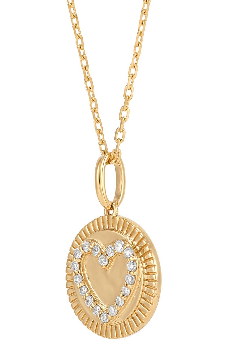 Frankie & Zoe 14K Yellow Gold Diamond Heart Medallion Pendant Necklace, Alternate, color, Yellow Gold